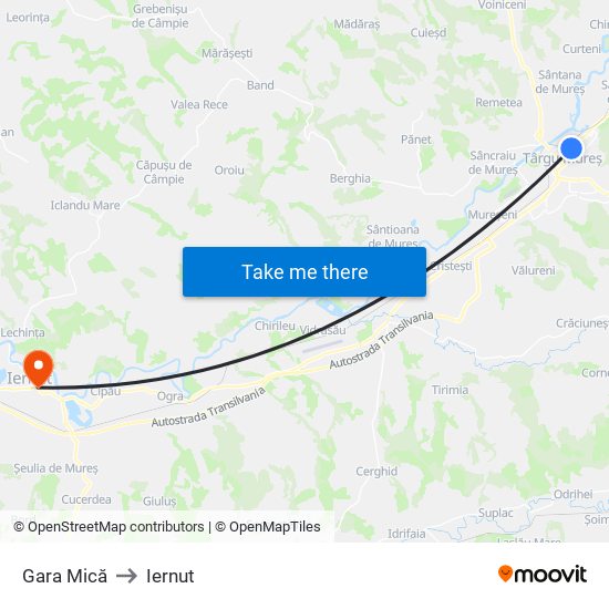 Gara Mică to Iernut map