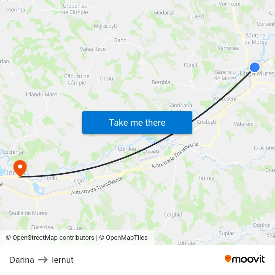 Darina to Iernut map