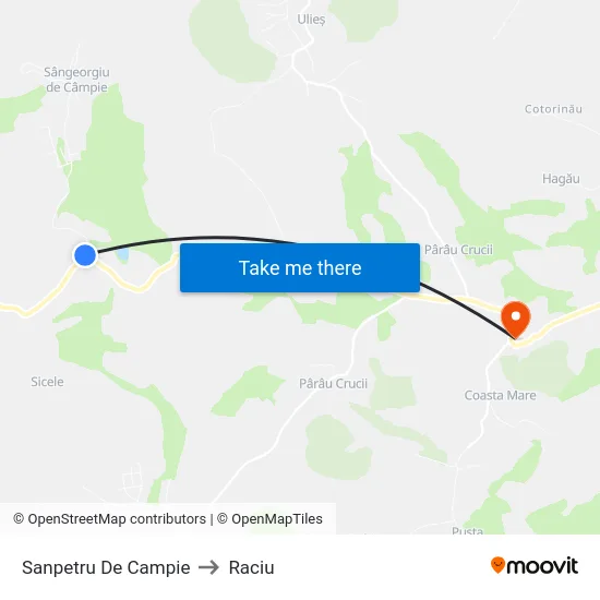 Sanpetru De Campie to Raciu map