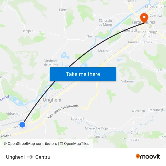 Ungheni to Centru map