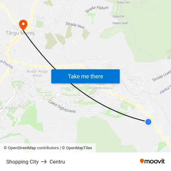 Shopping City to Centru map