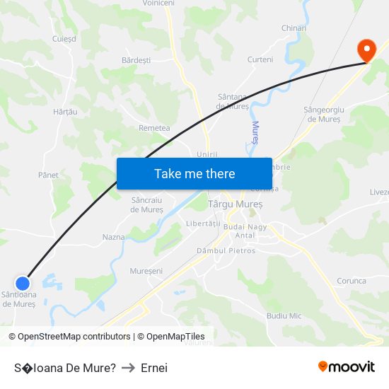 S�Ioana De Mure? to Ernei map
