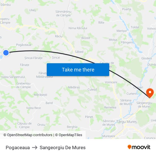 Pogaceaua to Sangeorgiu De Mures map