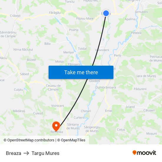 Breaza to Targu Mures map