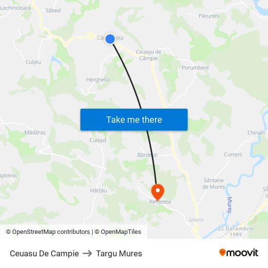 Ceuasu De Campie to Targu Mures map