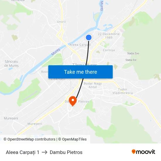 Aleea Carpați 1 to Dambu Pietros map