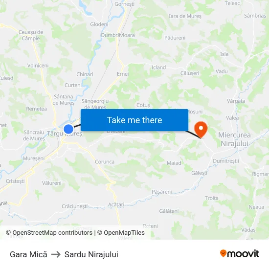 Gara Mică to Sardu Nirajului map