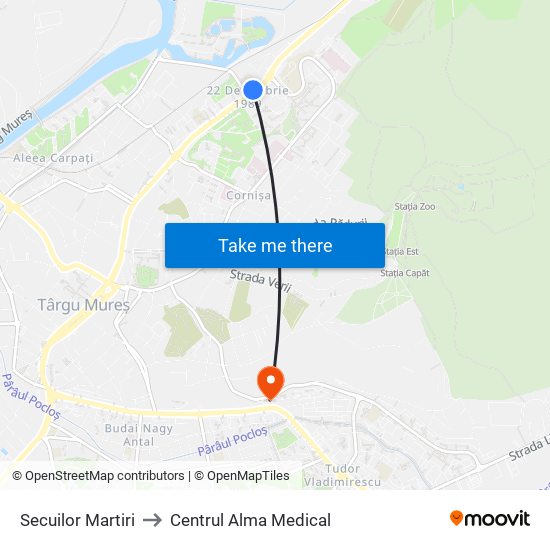 Secuilor Martiri to Centrul Alma Medical map