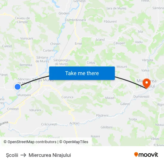 Şcolii to Miercurea Nirajului map