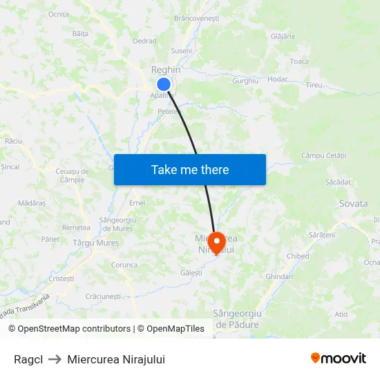 Ragcl to Miercurea Nirajului map