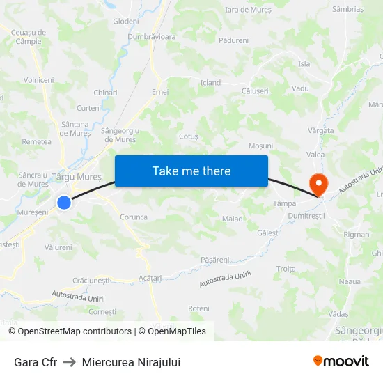 Gara Cfr to Miercurea Nirajului map