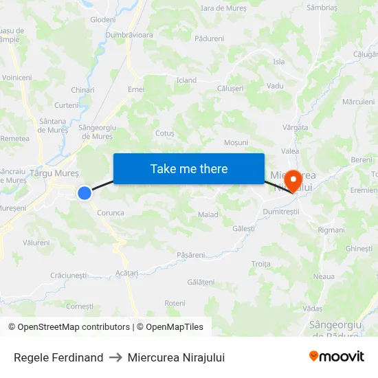 Regele Ferdinand to Miercurea Nirajului map
