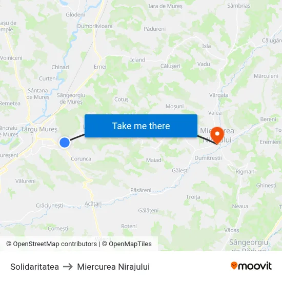 Solidaritatea to Miercurea Nirajului map