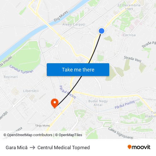 Gara Mică to Centrul Medical Topmed map