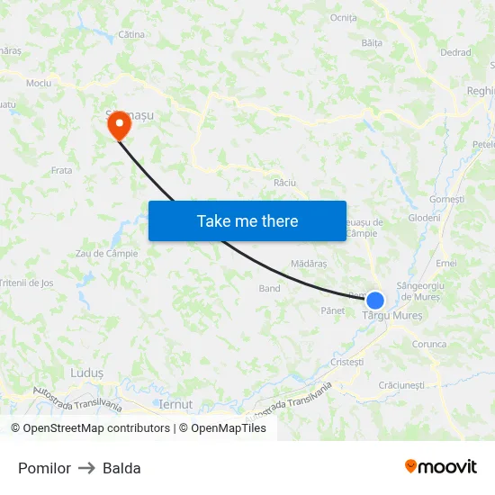 Pomilor to Balda map