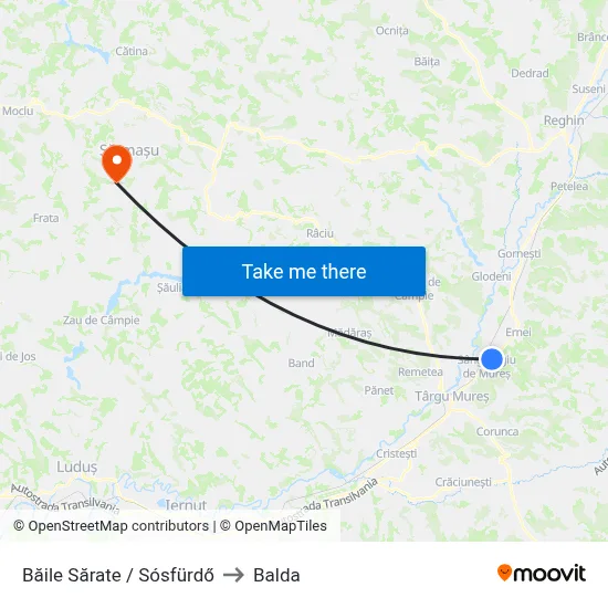 Băile Sărate / Sósfürdő to Balda map