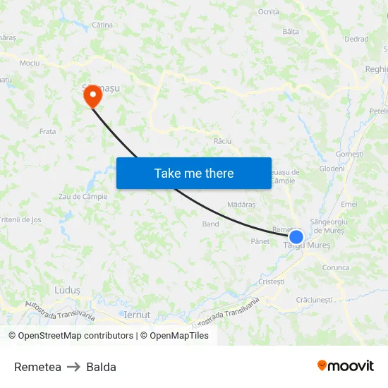 Remetea to Balda map