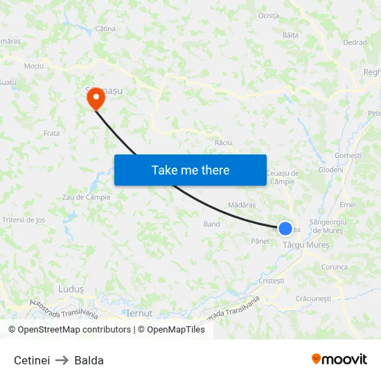 Cetinei to Balda map