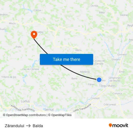 Zărandului to Balda map