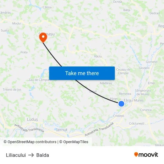 Liliacului to Balda map