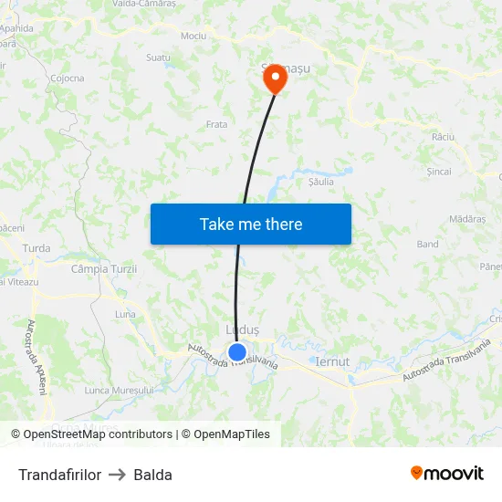 Trandafirilor to Balda map
