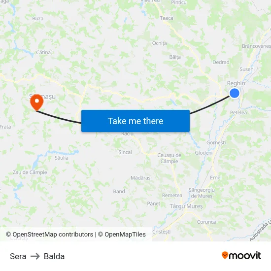 Sera to Balda map