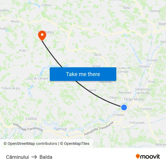 Căminului to Balda map