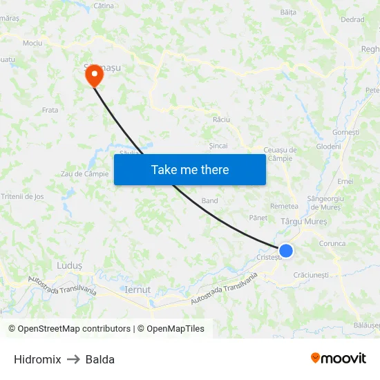 Hidromix to Balda map