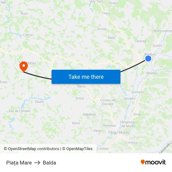Piața Mare to Balda map