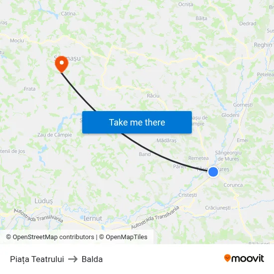 Piața Teatrului to Balda map