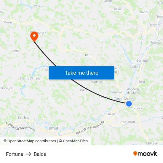 Fortuna to Balda map