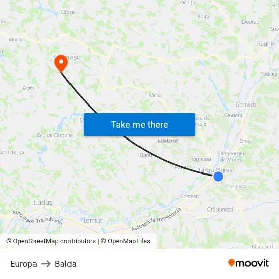 Europa to Balda map