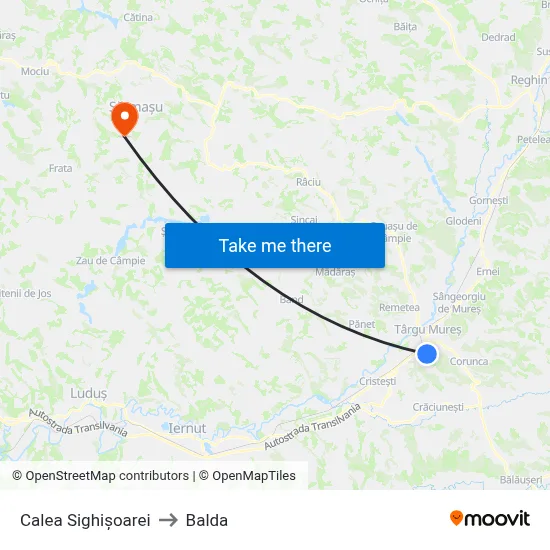Calea Sighișoarei to Balda map