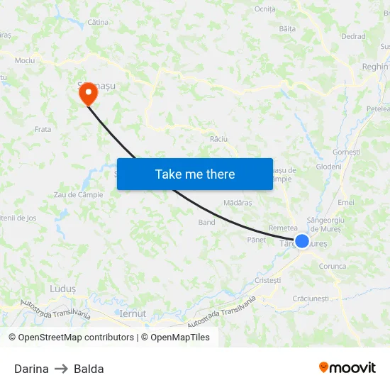 Darina to Balda map