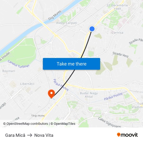 Gara Mică to Nova Vita map