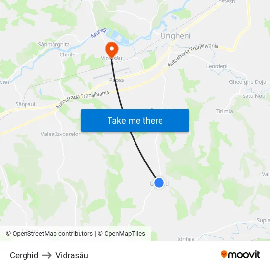 Cerghid to Vidrasău map