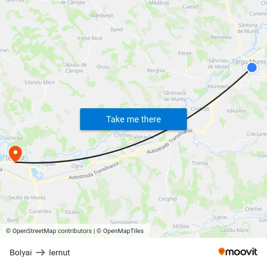 Bolyai to Iernut map