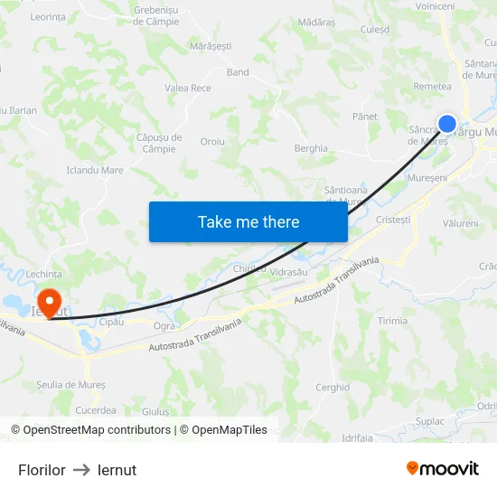 Florilor to Iernut map
