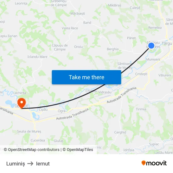 Luminiș to Iernut map