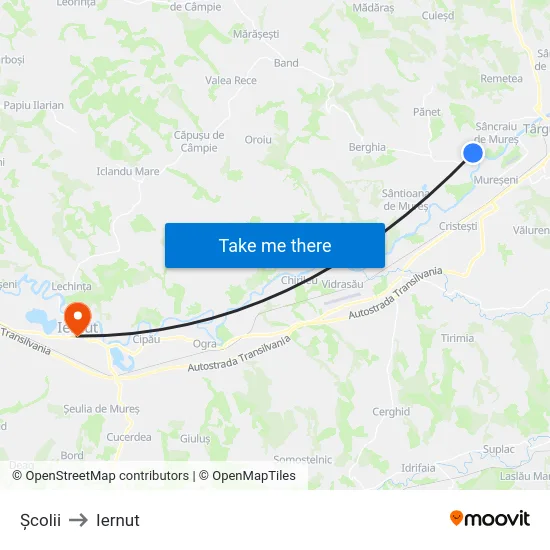 Școlii to Iernut map