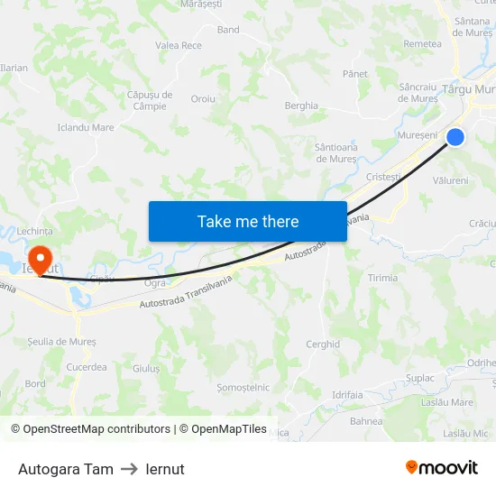 Autogara Tam to Iernut map