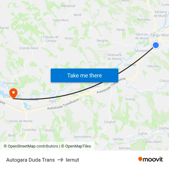 Autogara Duda Trans to Iernut map