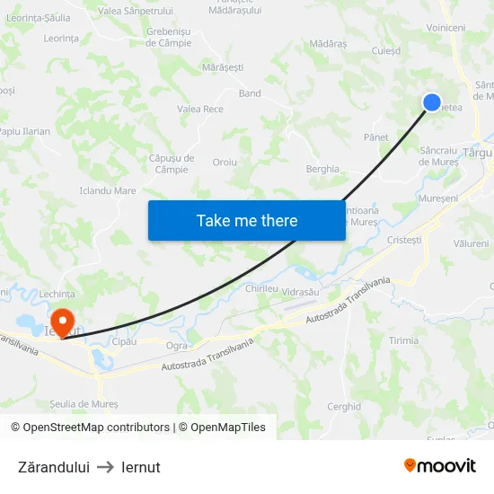 Zărandului to Iernut map