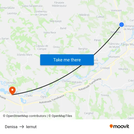 Denisa to Iernut map