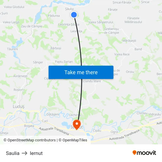 Saulia to Iernut map
