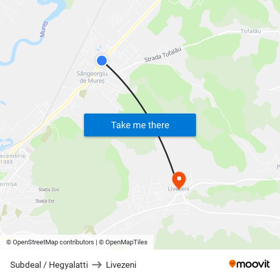Subdeal / Hegyalatti to Livezeni map