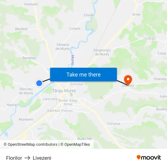 Florilor to Livezeni map