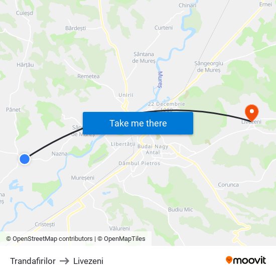 Trandafirilor to Livezeni map