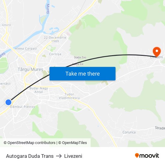 Autogara Duda Trans to Livezeni map
