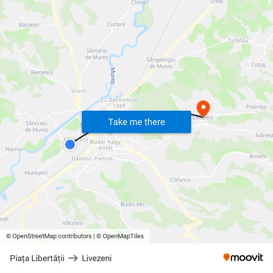 Piața Libertății to Livezeni map